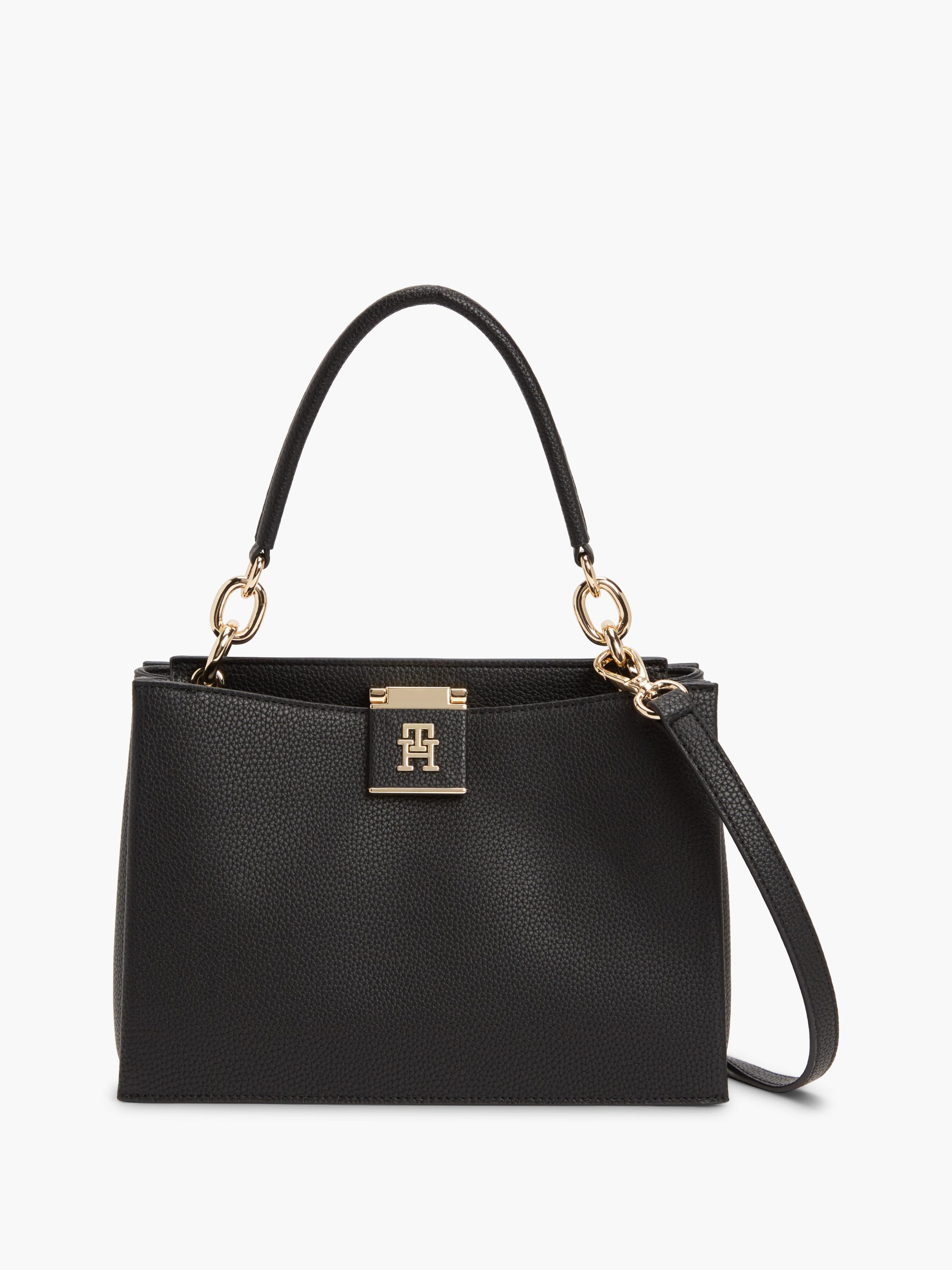 TH Monogram Pebble Grain Satchel Bag