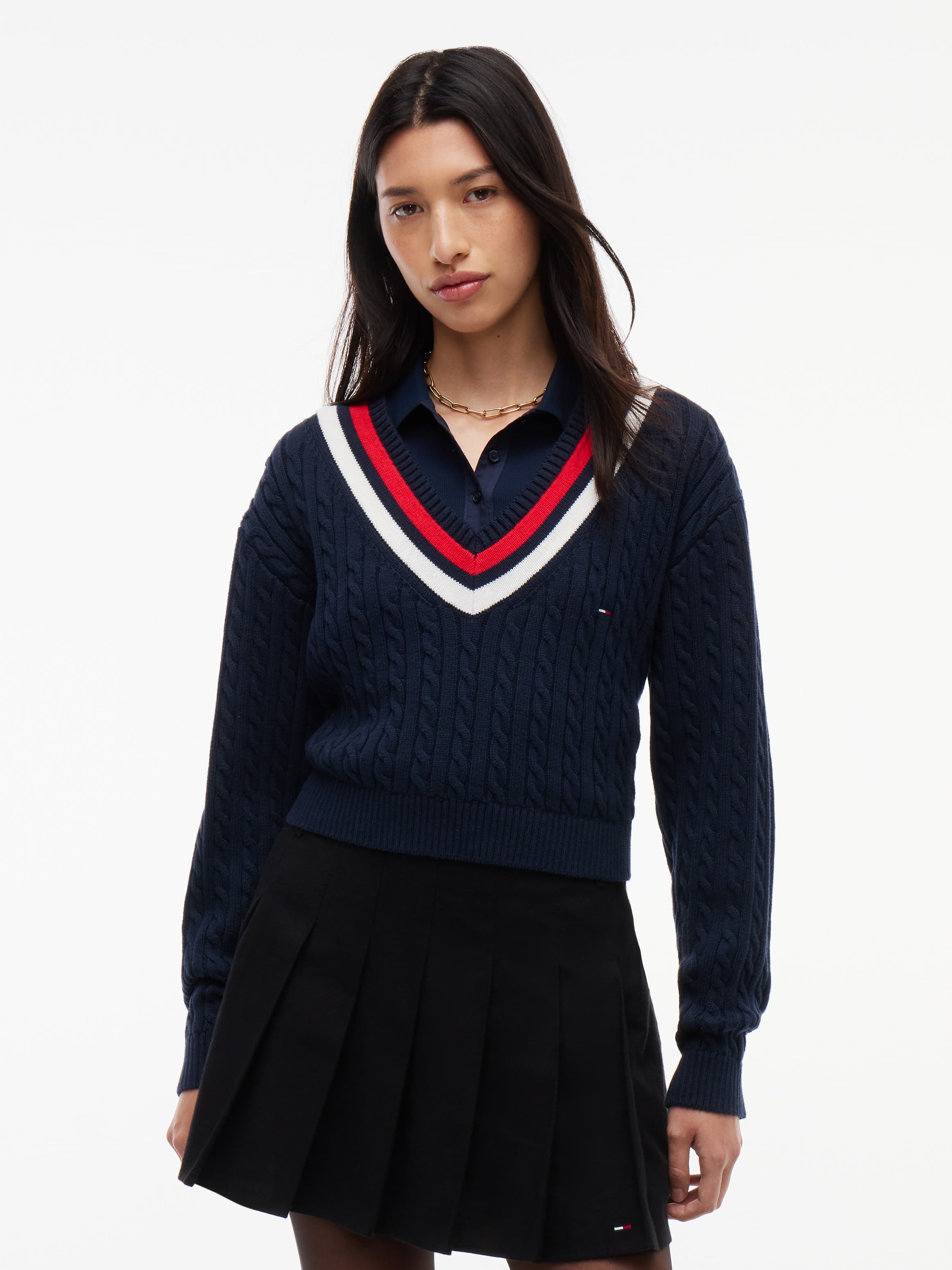 Cable Knit Oversized V-Neck Jumper