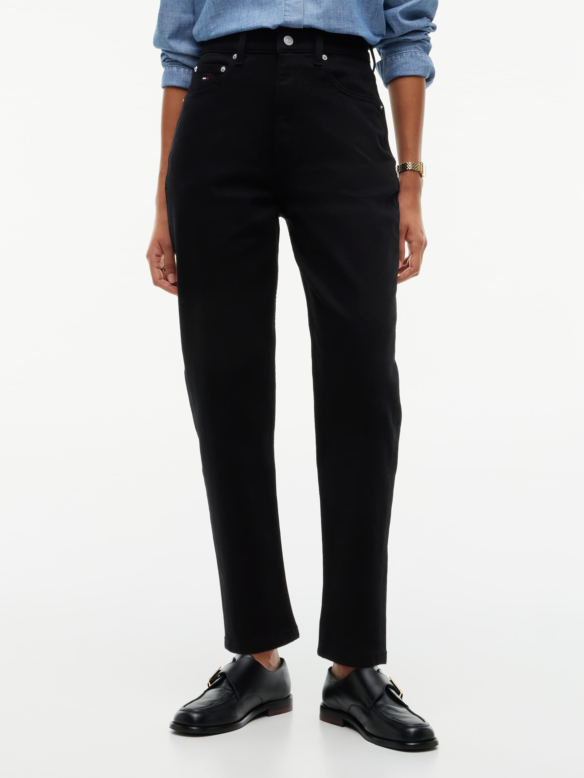 Mom High Rise Tapered Black Jeans
