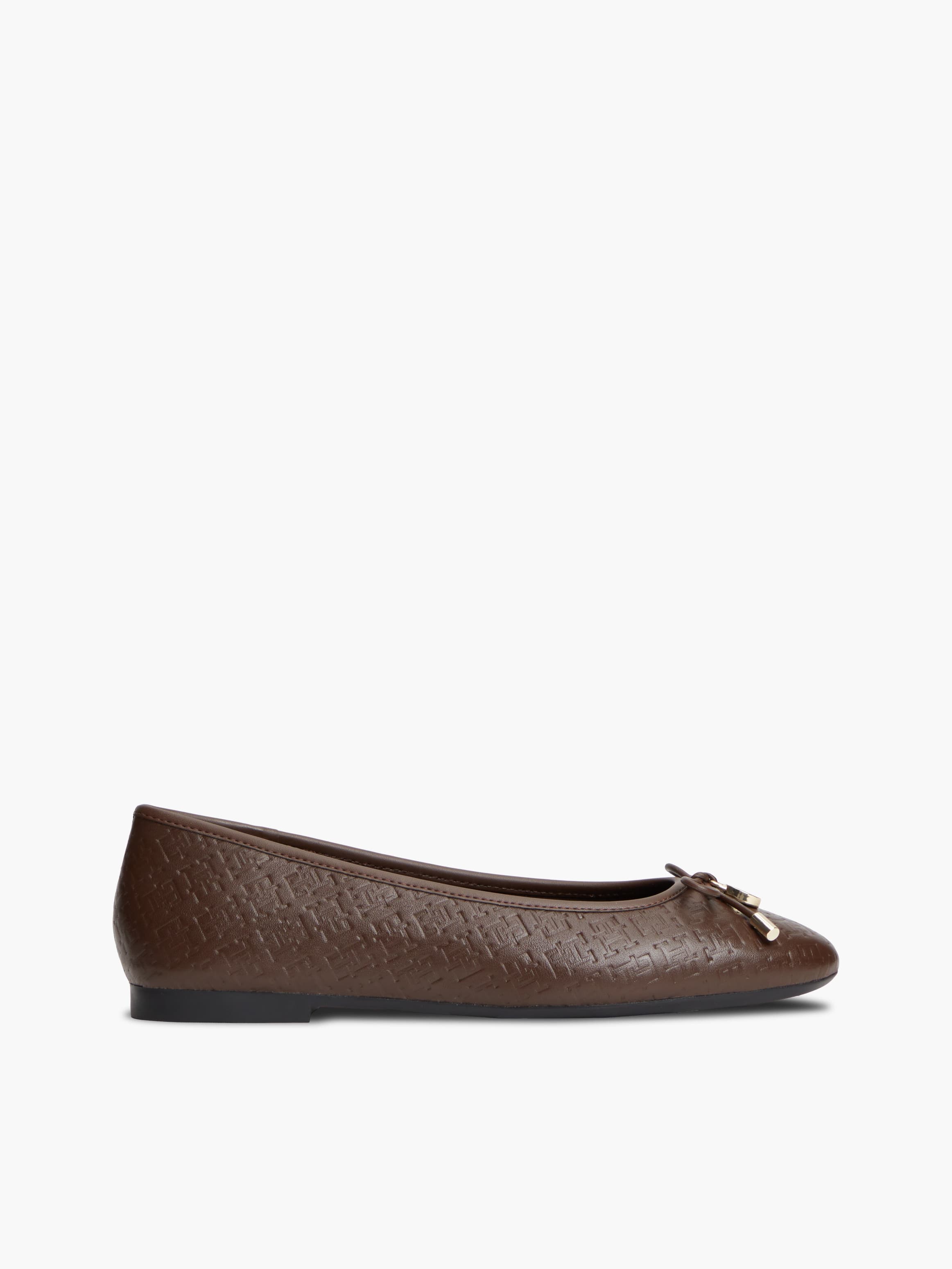 TH Monogram Embossed Leather Ballerinas