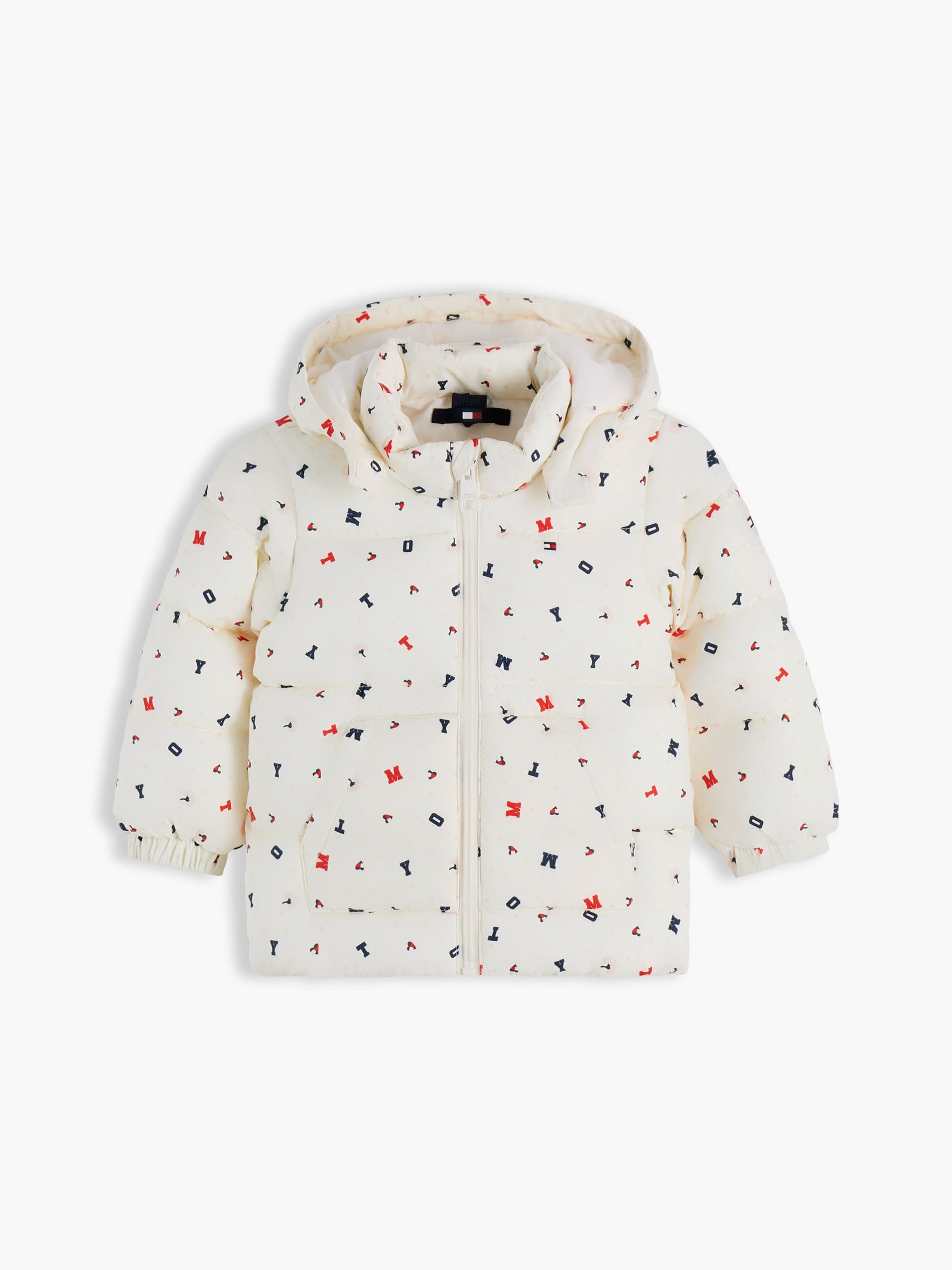 Flag Embroidery Zip-Thru Hooded Puffer Jacket
