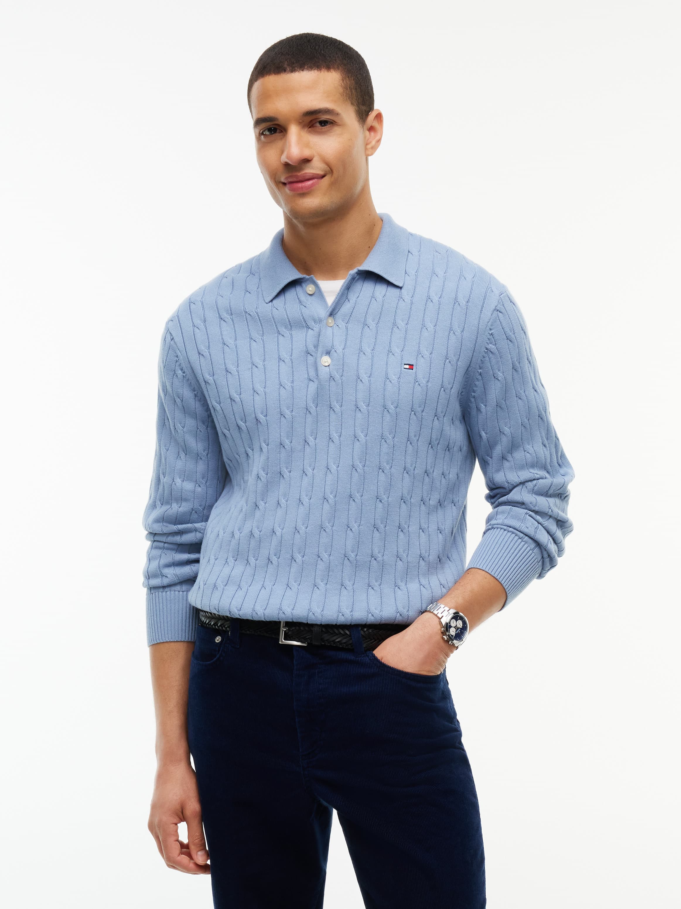 Cable Knit Polo Jumper