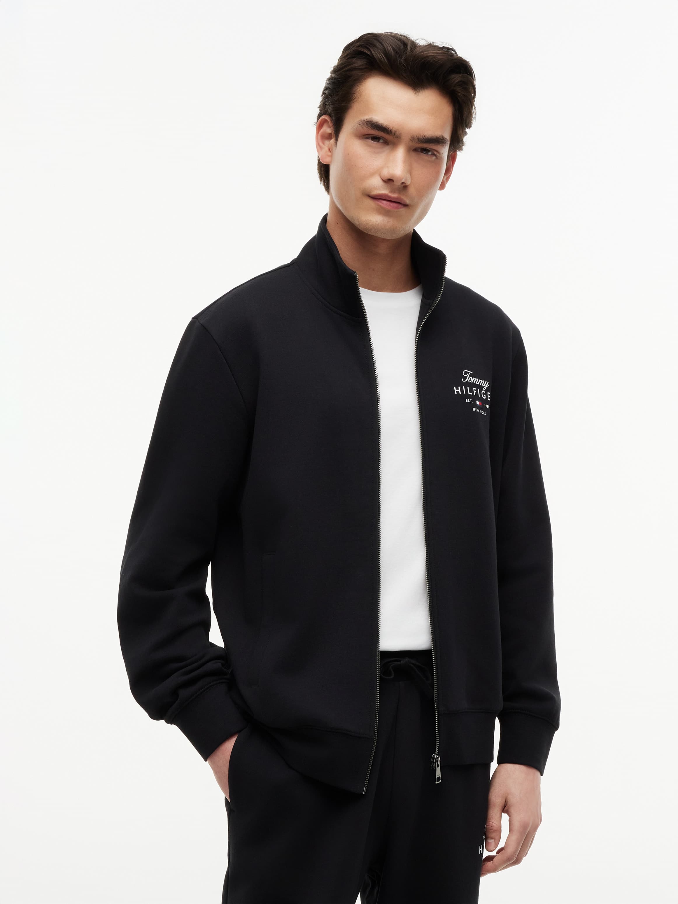 Logo Mock Neck Zip-Thru Sweatshirt