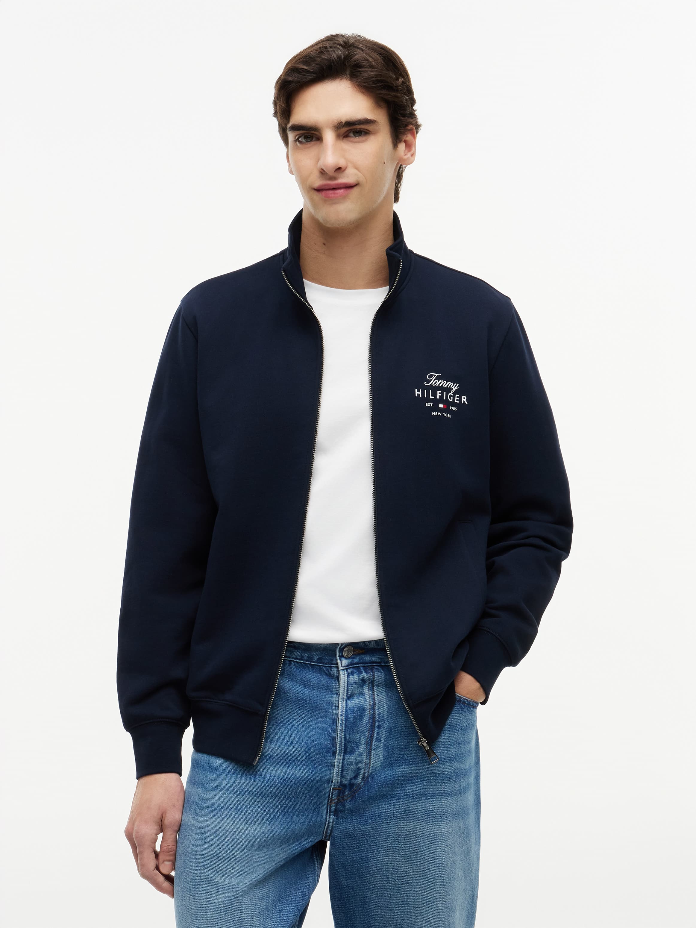 Logo Mock Neck Zip-Thru Sweatshirt