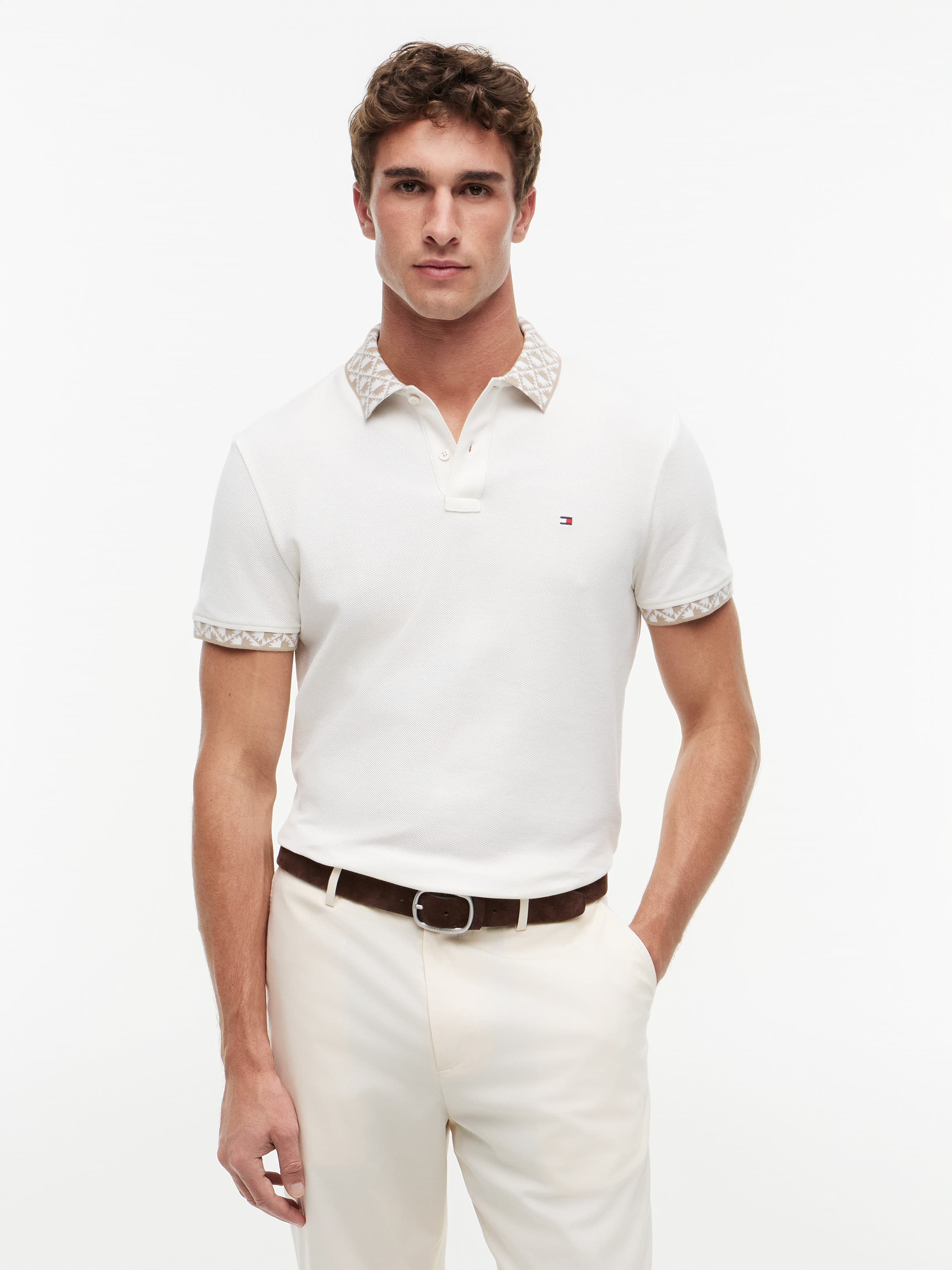 Regular Fit Jacquard Collar Structured Polo Shirt