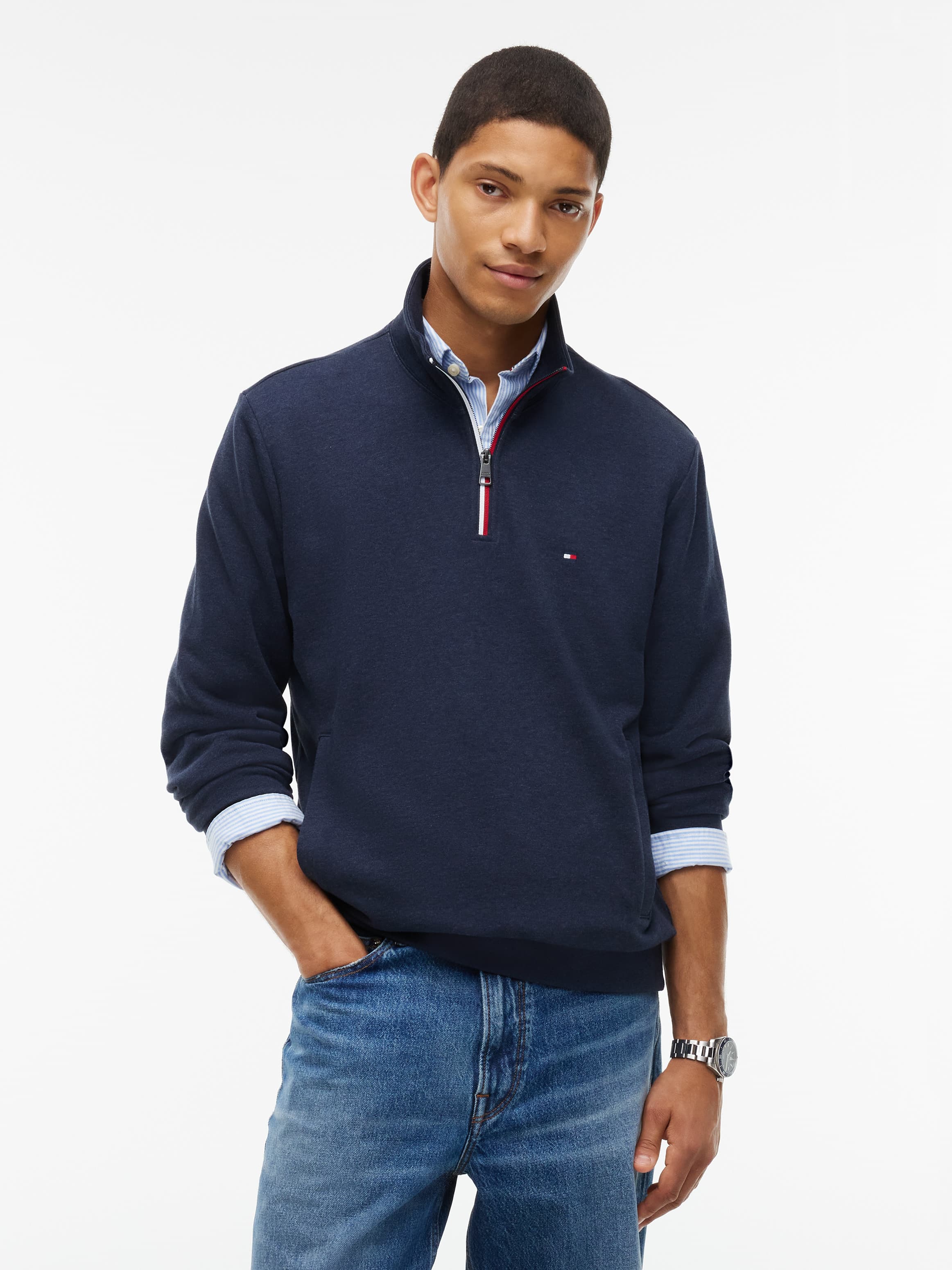 Global Stripe Terry Quarter-Zip Sweatshirt