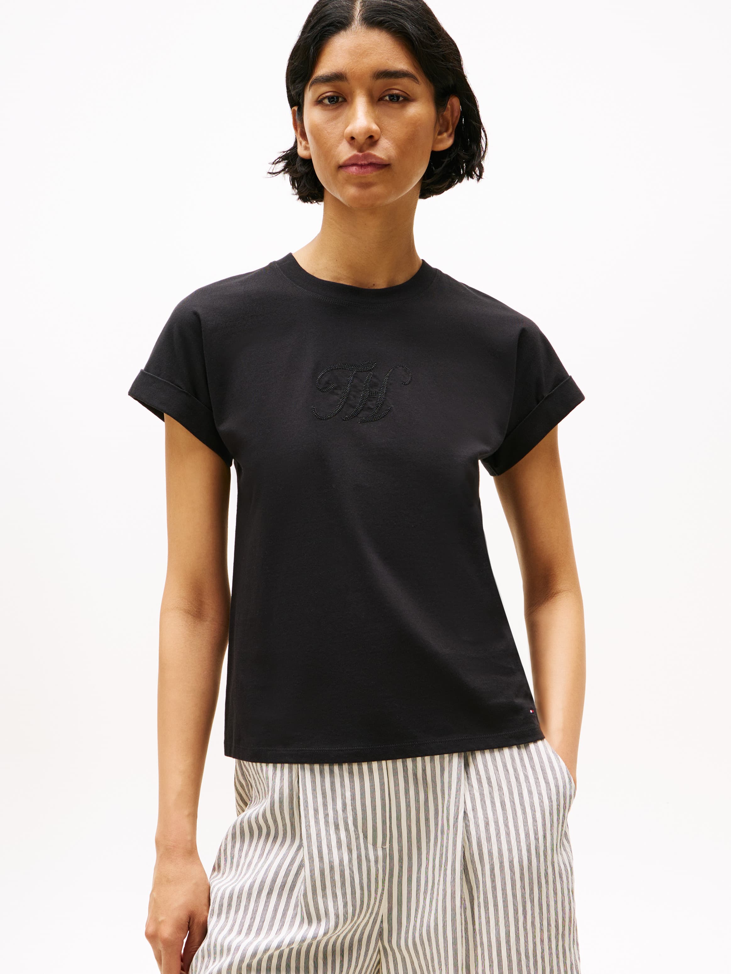 Logo Embroidery Crew Neck T-Shirt
