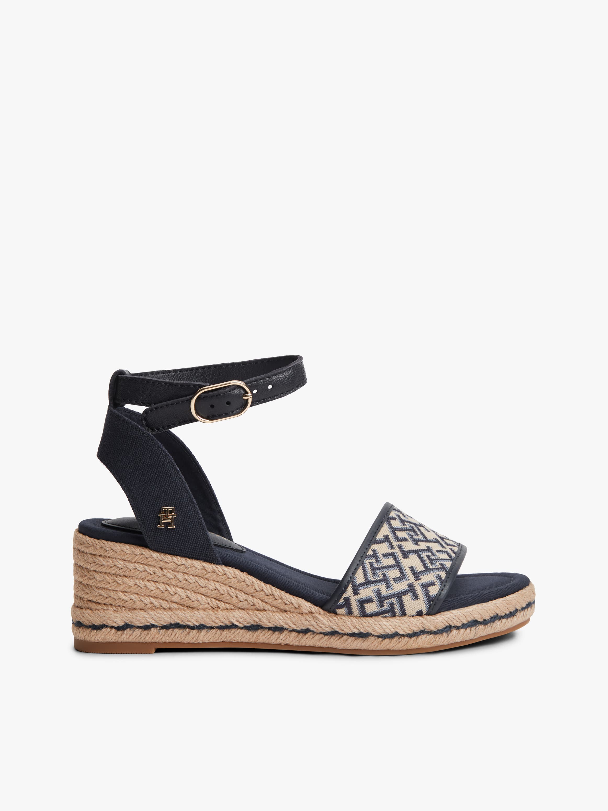 Logo Plaque Jacquard Wedge Heel Espadrilles