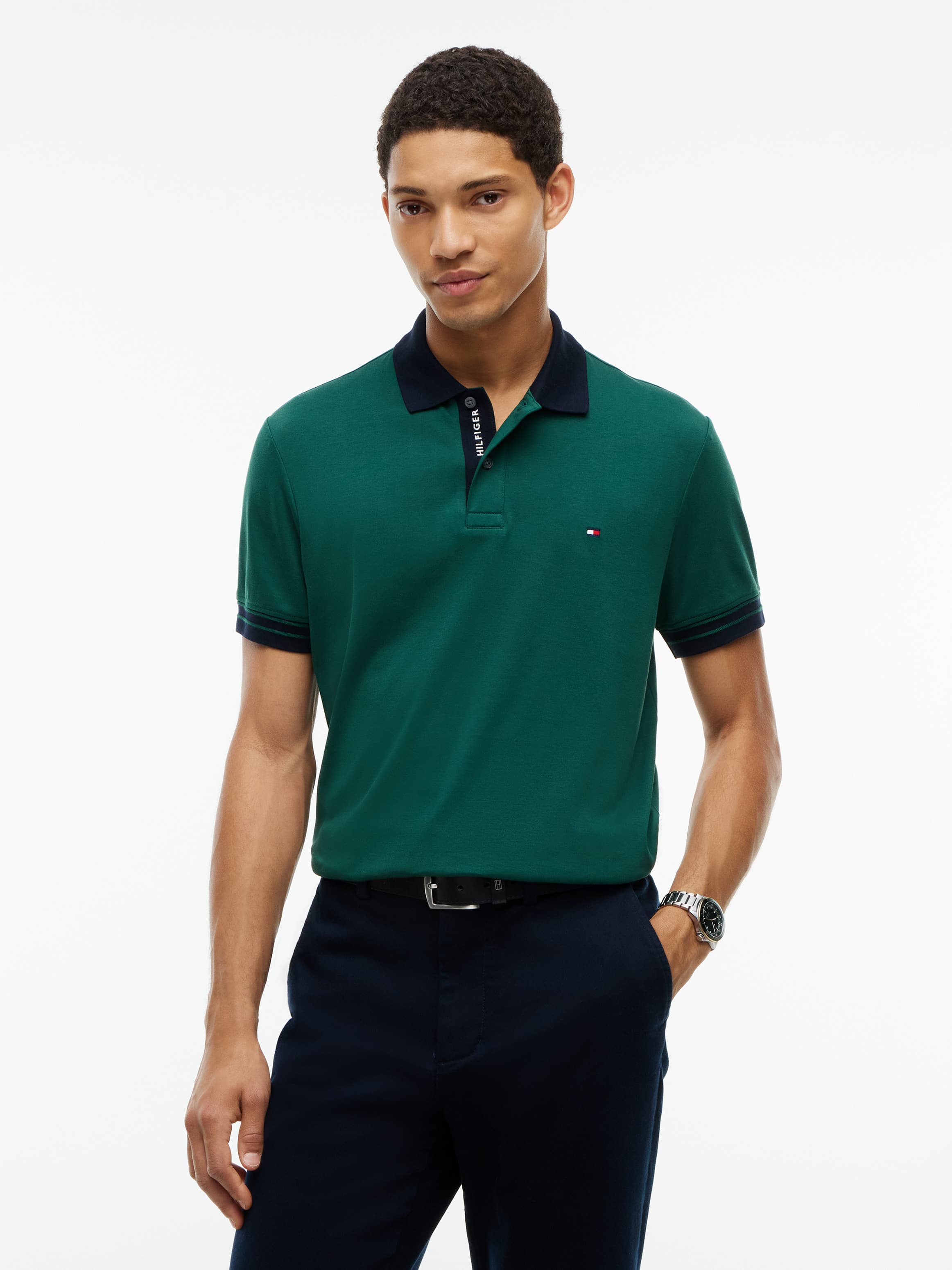 Regular Fit Interlock Contrast Polo Shirt